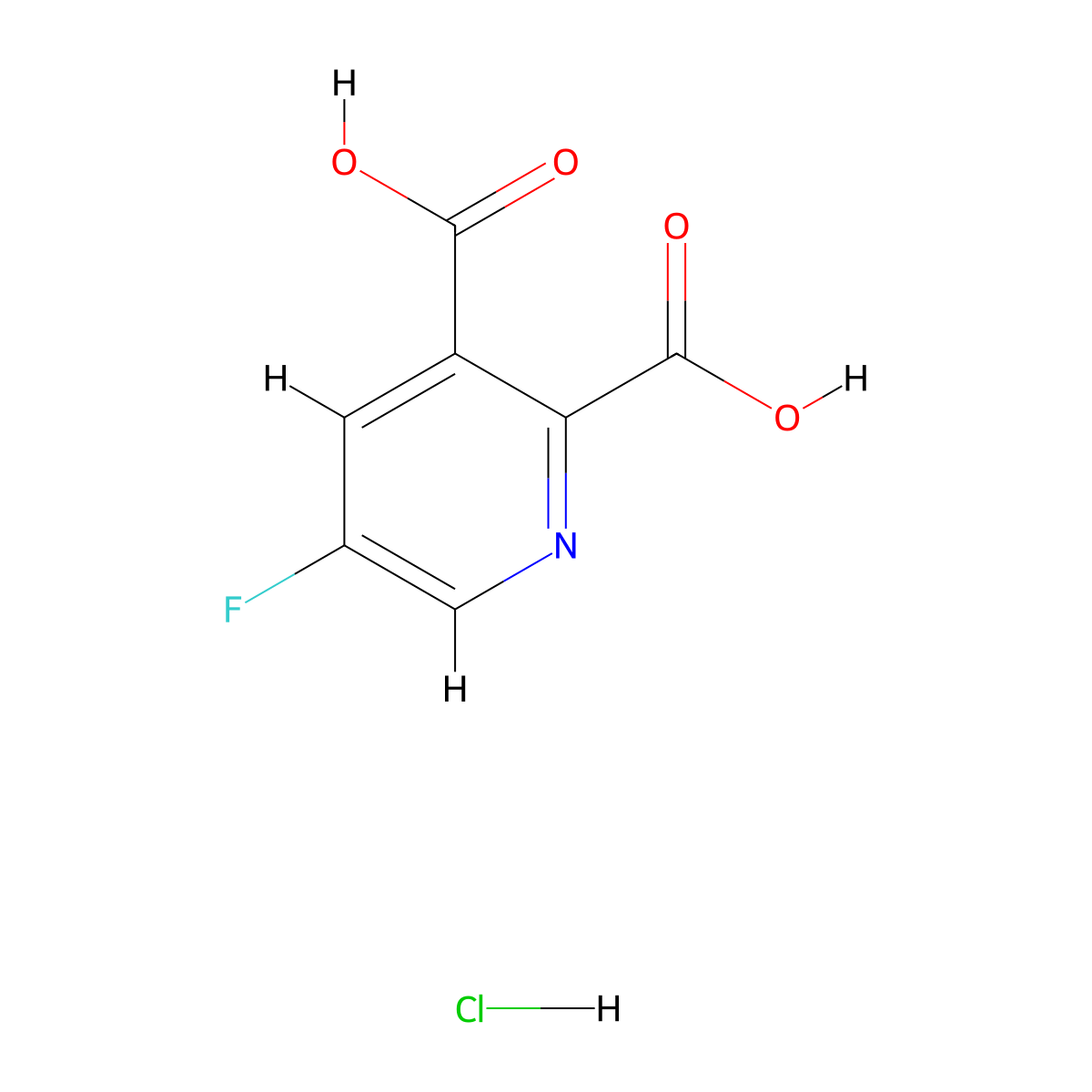 5-Fluoropyridine-2,3-dicarboxylic acid hydrochloride molecular structure, CAS 2803476-76-6