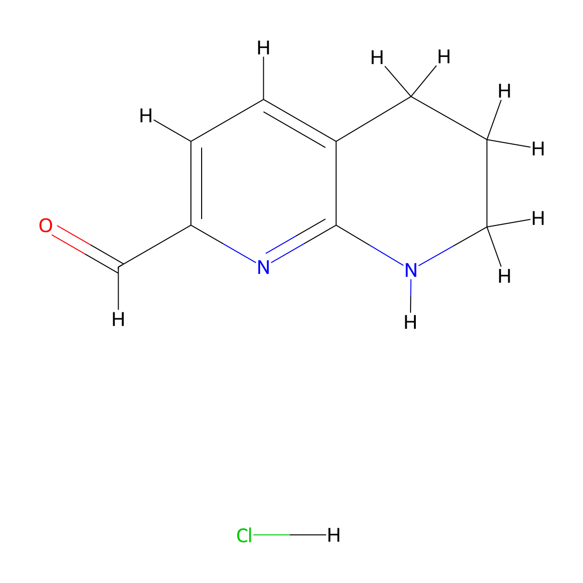 5,6,7,8-Tetrahydro-1,8-naphthyridine-2-carbaldehyde hydrochloride molecular structure, CAS 2803476-82-4
