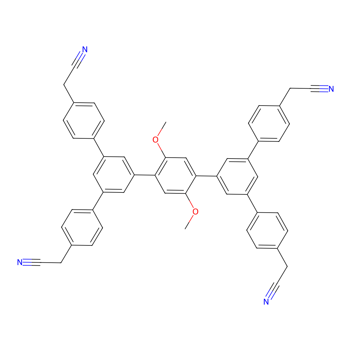 2,2',2'',2'''-((2,5-Dimethoxy-1,4-phenylene)bis([1,1':3',1''-terphenyl]-5',4,4''-triyl))tetraacetonitrile molecular structure, CAS 2803476-84-6