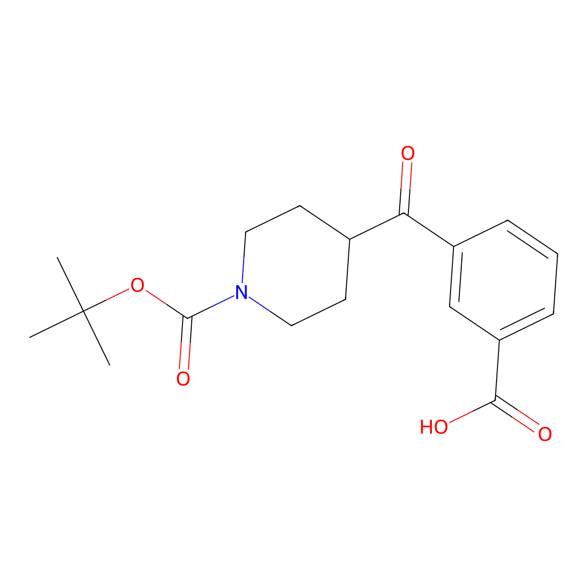 3-({1-[(tert-Butoxy)carbonyl]piperidin-4-yl}carbonyl)benzoic acid molecular structure, CAS 2803476-91-5