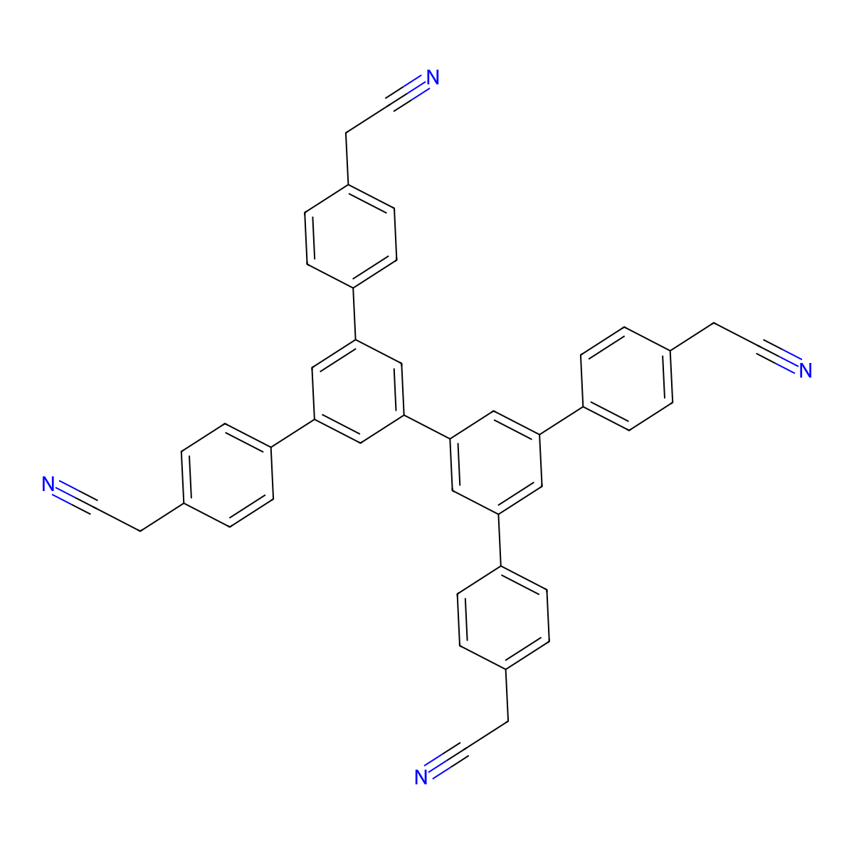 4,4'''-Bis(acetonitrilato)-5',5''-bis(4-(acetonitrilato)phenyl)-1,1':3',1'':3'',1'''-quaterphenyl molecular structure, CAS 2803476-98-2
