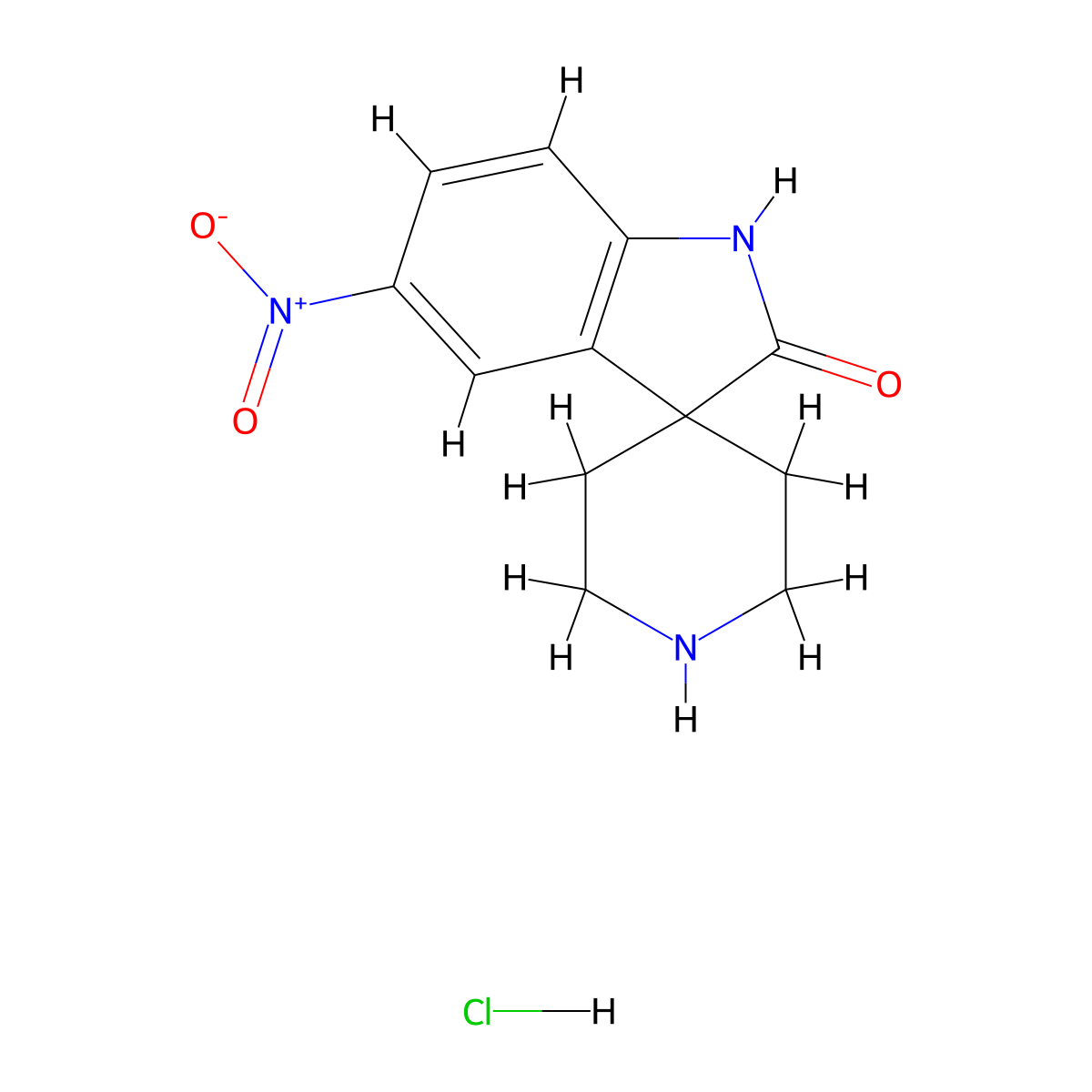 5-Nitrospiro[indoline-3,4'-piperidin]-2-one hydrochloride molecular structure, CAS 2803477-01-0