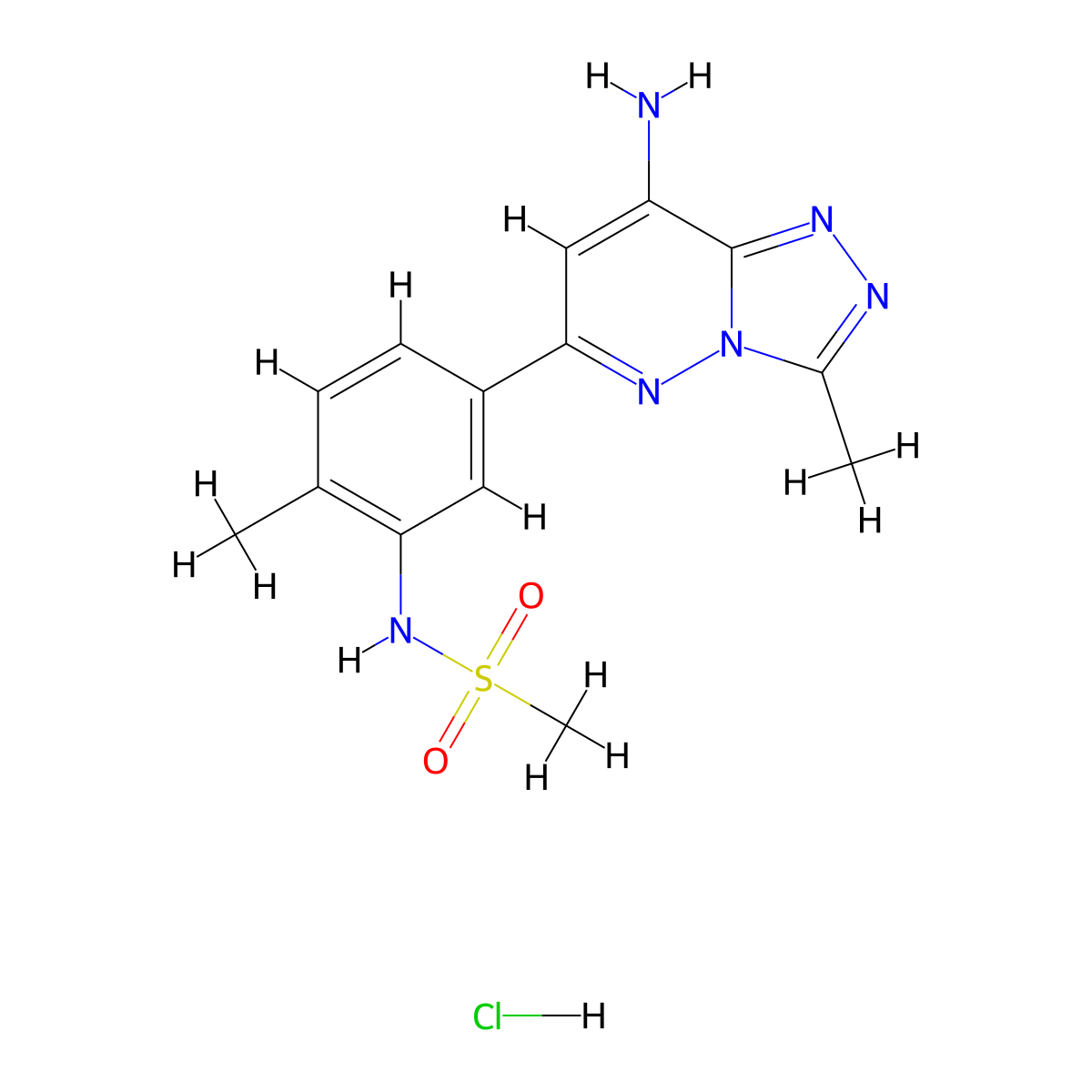 N-(5-(8-Amino-3-methyl-[1,2,4]triazolo[4,3-b]pyridazin-6-yl)-2-methylphenyl)methanesulfonamide hydrochloride molecular structure, CAS 2803477-07-6