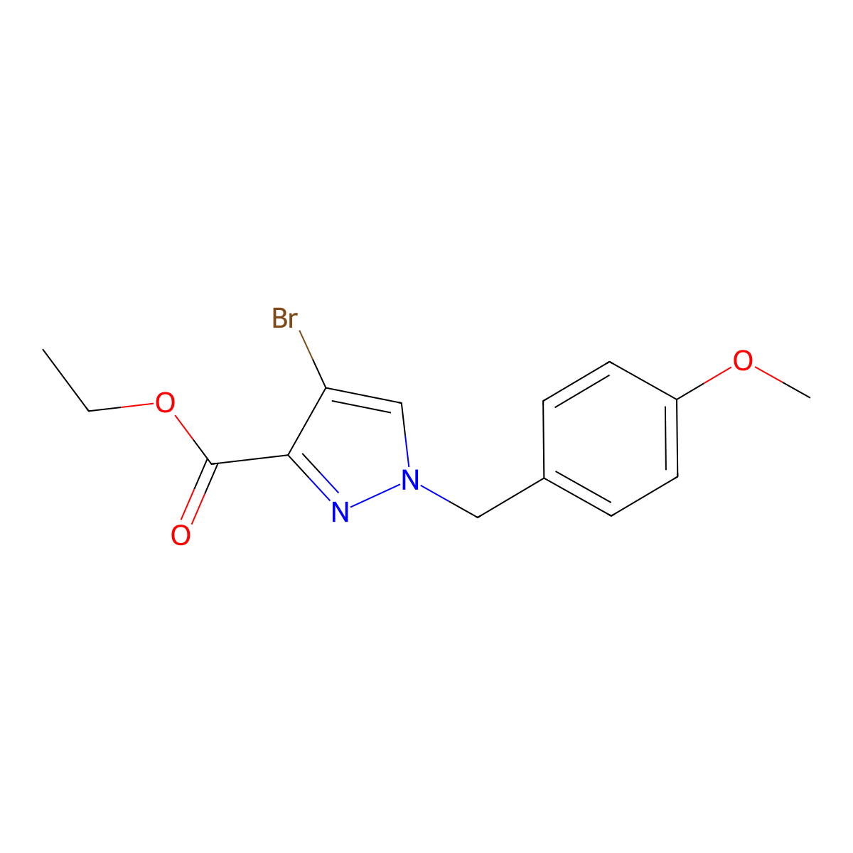 Ethyl 4-bromo-1-(4-methoxybenzyl)-1H-pyrazole-3-carboxylate molecular structure, CAS 2803477-09-8