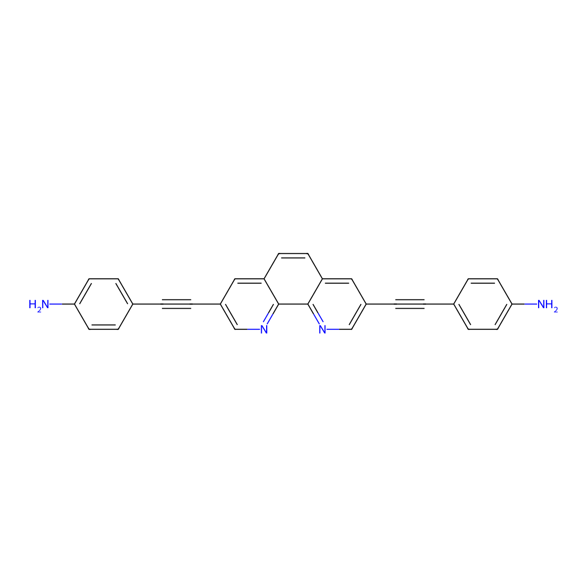 4,4'-((1,10-Phenanthroline-3,8-diyl)bis(ethyne-2,1-diyl))dianiline molecular structure, CAS 2803477-15-6