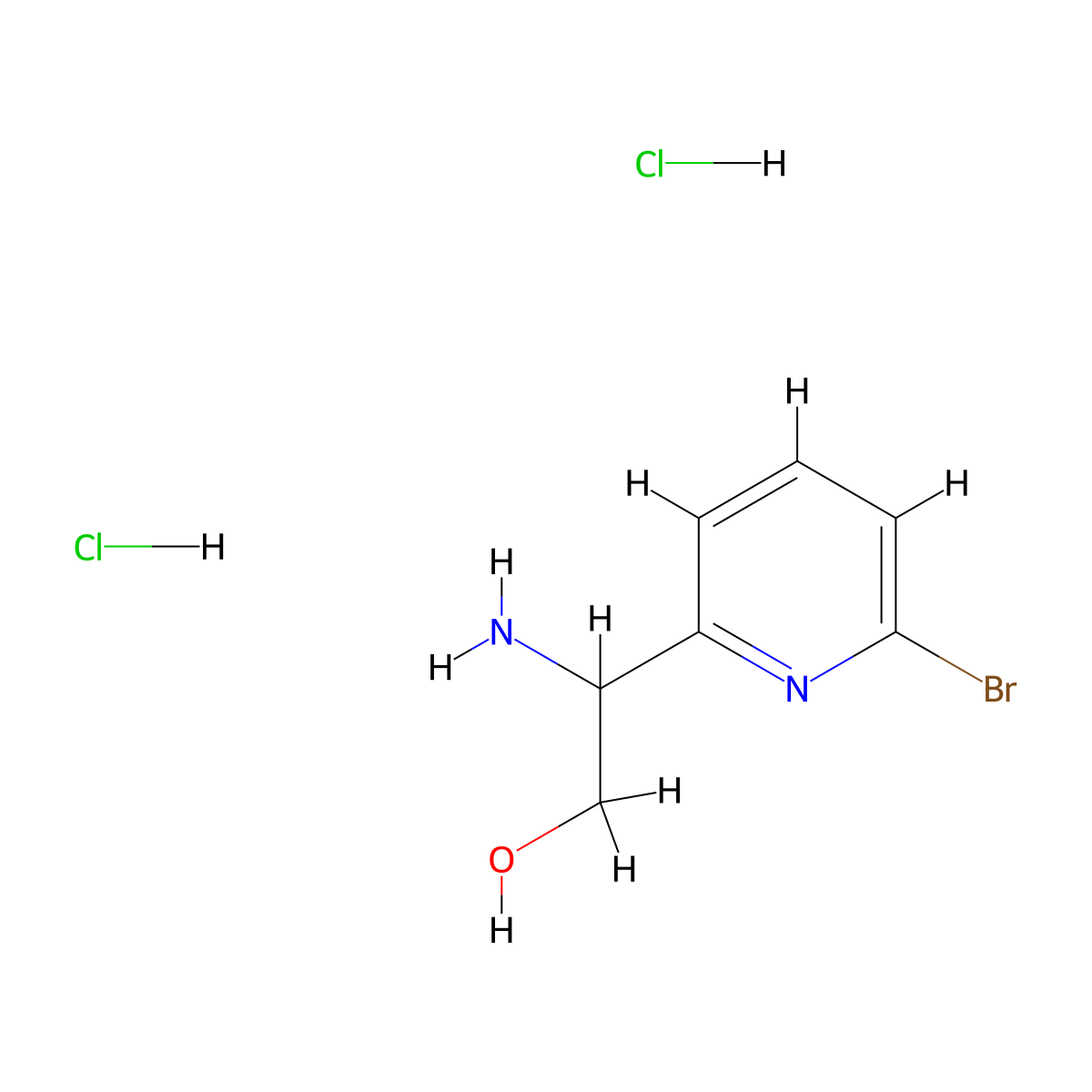 2-Amino-2-(6-bromopyridin-2-YL)ethan-1-OL dihydrochloride molecular structure, CAS 2803477-18-9