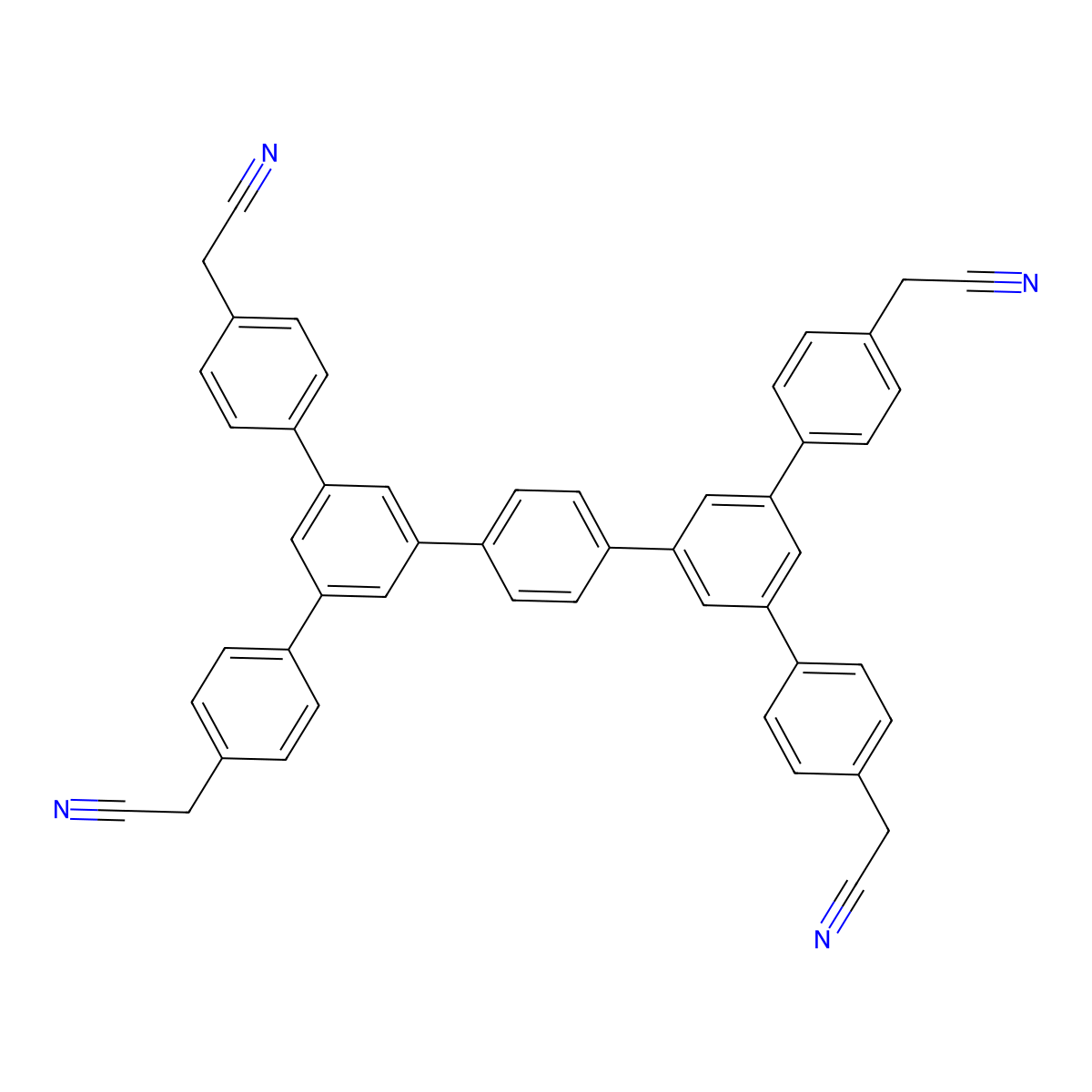 2,2',2'',2'''-(1,4-Phenylenebis([1,1':3',1''-terphenyl]-5',4,4''-triyl))tetraacetonitrile molecular structure, CAS 2803477-26-9