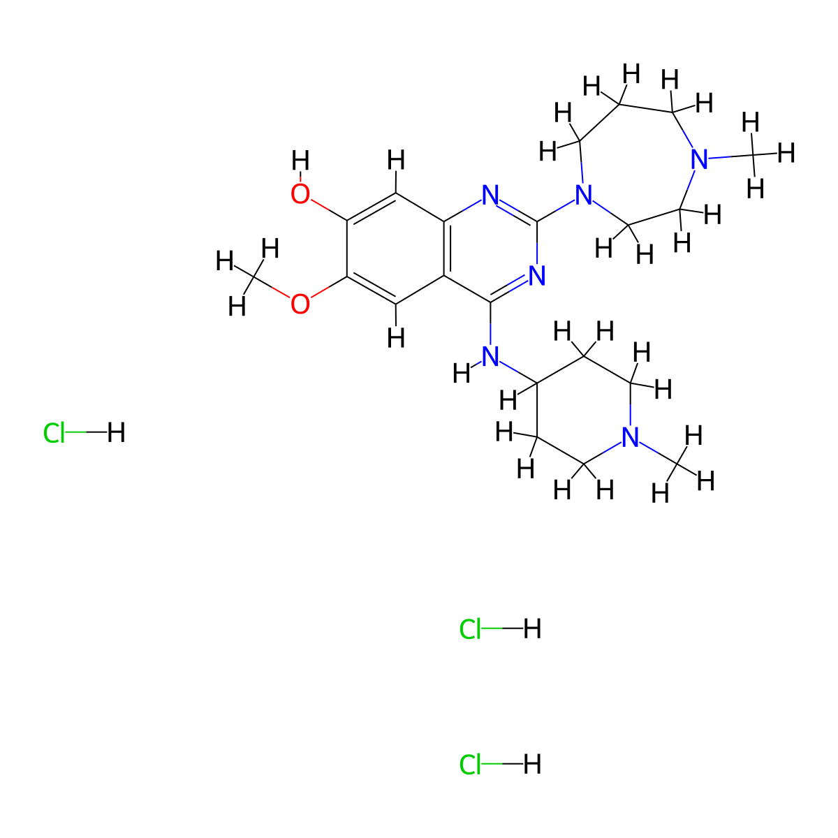 6-Methoxy-2-(4-methyl-1,4-diazepan-1-YL)-4-((1-methylpiperidin-4-YL)amino)quinazolin-7-OL trihydrochloride molecular structure, CAS 2803477-28-1