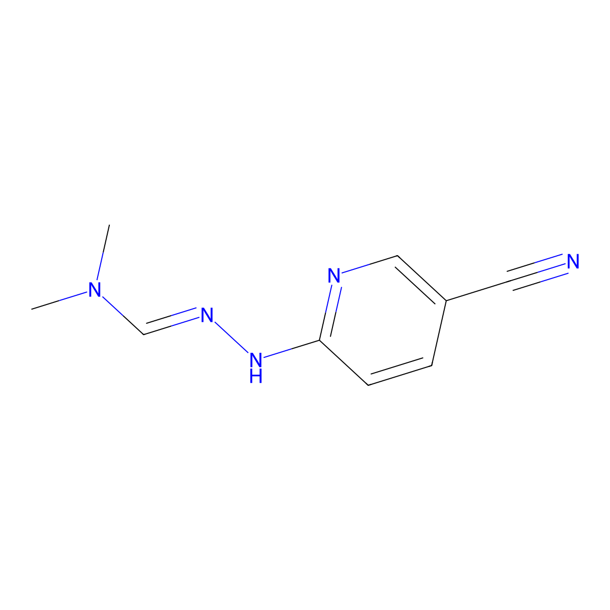 (E)-N'-[(5-cyanopyridin-2-yl)amino]-N,N-dimethylmethanimidamide molecular structure, CAS 2803478-50-2