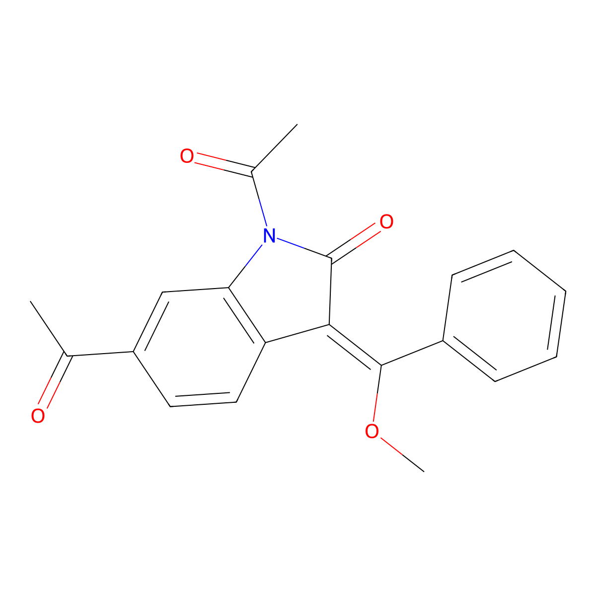 1,1'-(3-(Methoxy(phenyl)methylene)-2-oxoindoline-1,6-diyl)bis(ethan-1-one) molecular structure, CAS 2803478-52-4