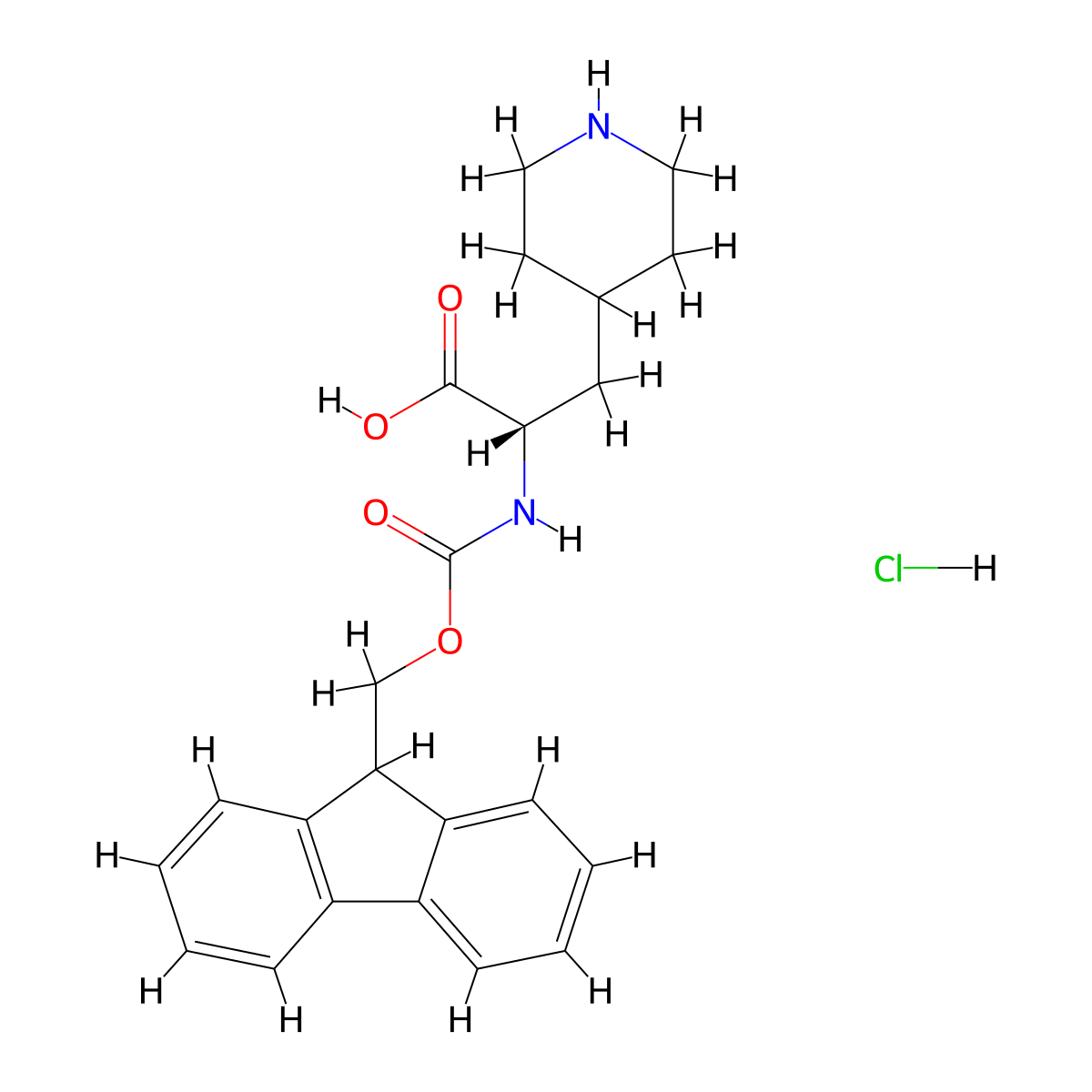 (S)-2-(Fmoc-amino)-3-(piperidin-4-yl)propanoic Acid HCl molecular structure, CAS 2803482-17-7