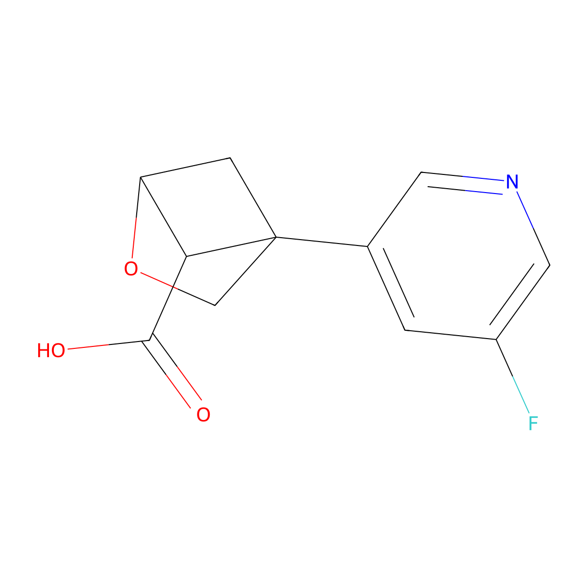 rac-(1R,4S,5S)-4-(5-fluoropyridin-3-yl)-2-oxabicyclo(2.1.1)hexane-5-carboxylic acid molecular structure, CAS 2803661-21-2