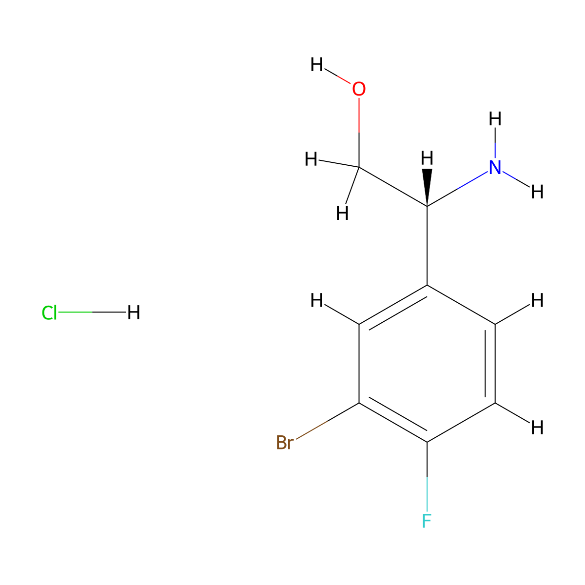 (2R)-2-amino-2-(3-bromo-4-fluorophenyl)ethan-1-ol hydrochloride molecular structure, CAS 2803755-60-2
