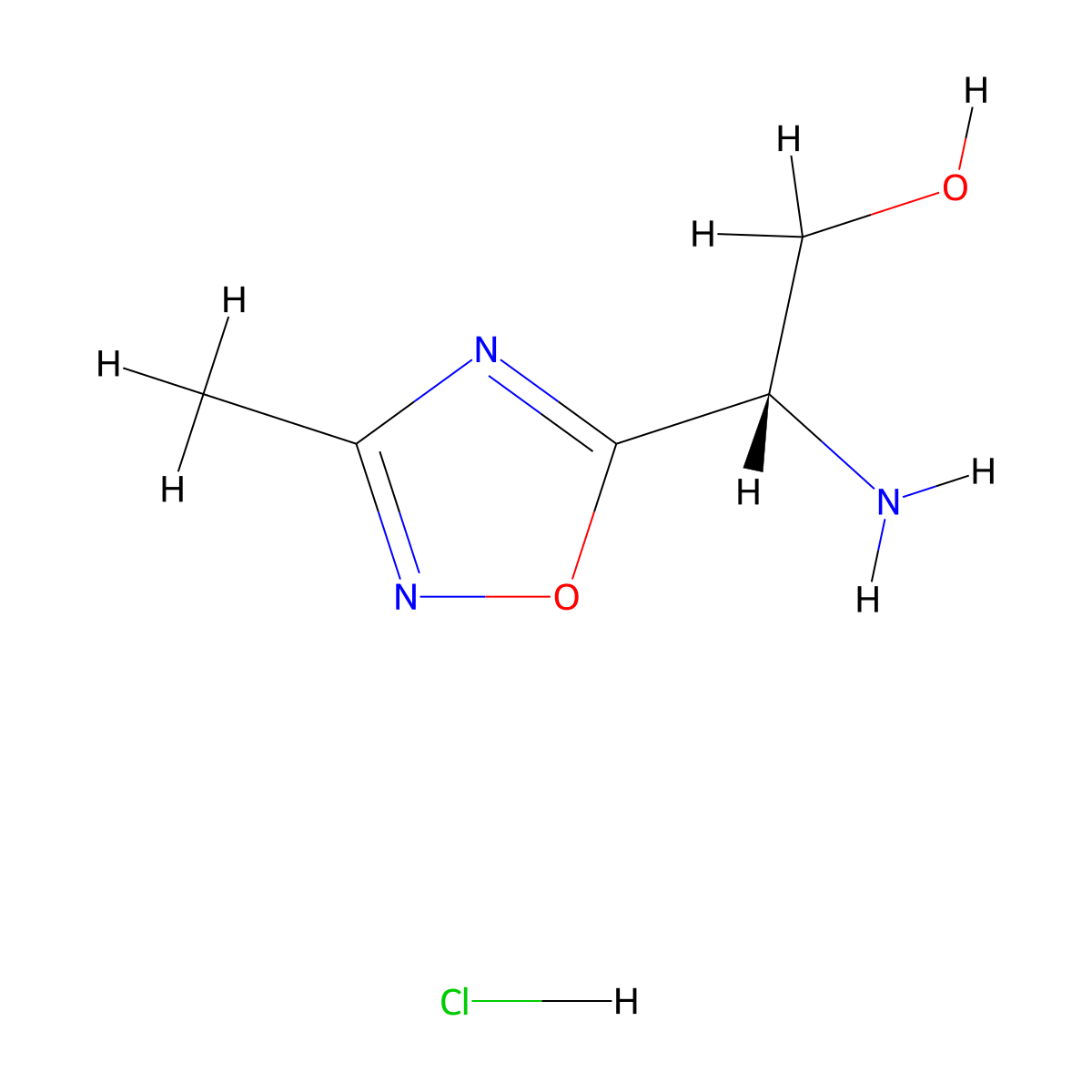 (2S)-2-amino-2-(3-methyl-1,2,4-oxadiazol-5-yl)ethan-1-ol hydrochloride molecular structure, CAS 2803755-63-5