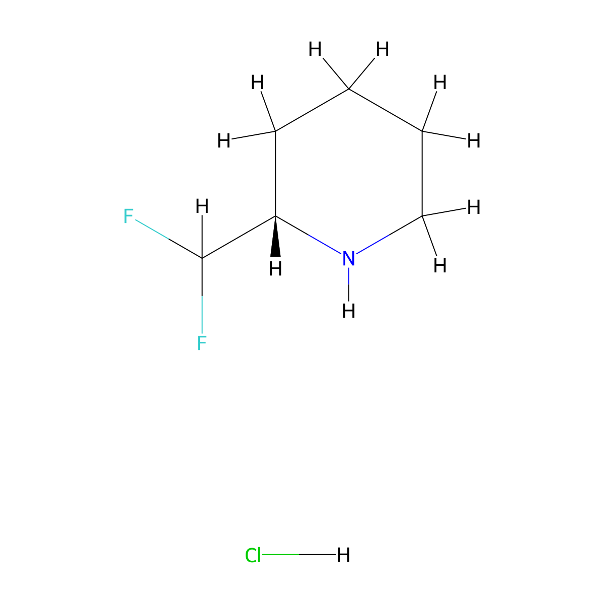 (2S)-2-(difluoromethyl)piperidine hydrochloride molecular structure, CAS 2803755-65-7
