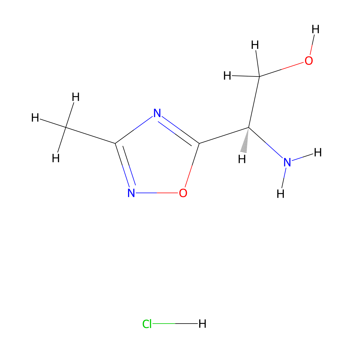 (2R)-2-amino-2-(3-methyl-1,2,4-oxadiazol-5-yl)ethan-1-olhydrochloride molecular structure, CAS 2803755-89-5