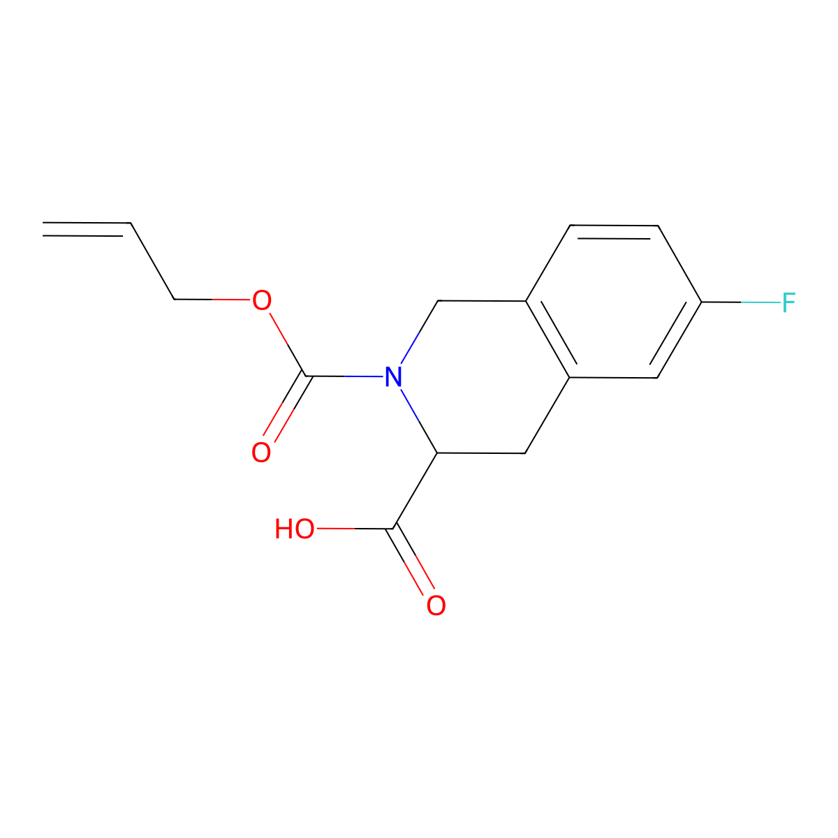 (3R)-6-fluoro-2-[(prop-2-en-1-yloxy)carbonyl]-1,2,3,4-tetrahydroisoquinoline-3-carboxylic acid molecular structure, CAS 2803757-23-3