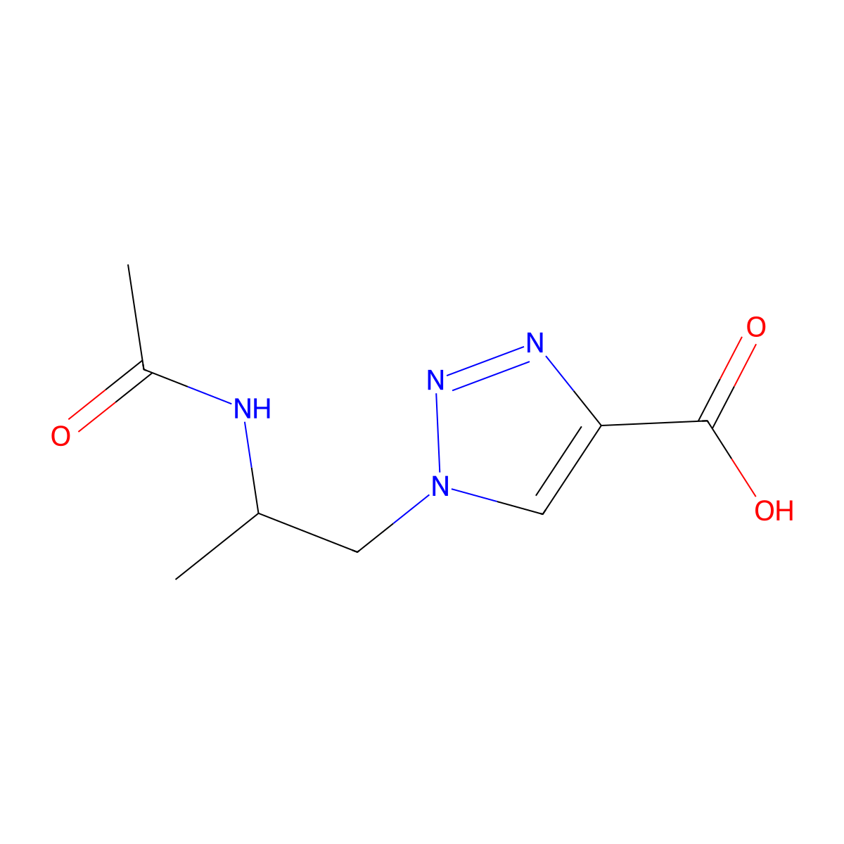 1-[(2R)-2-acetamidopropyl]-1H-1,2,3-triazole-4-carboxylic acid molecular structure, CAS 2803757-32-4