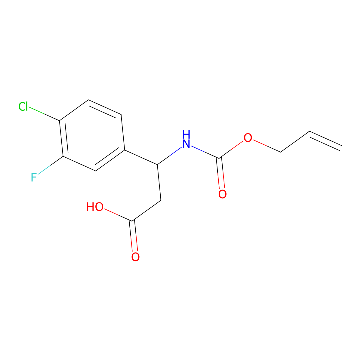 (3S)-3-(4-chloro-3-fluorophenyl)-3-{[(prop-2-en-1-yloxy)carbonyl]amino}propanoic acid molecular structure, CAS 2803757-44-8