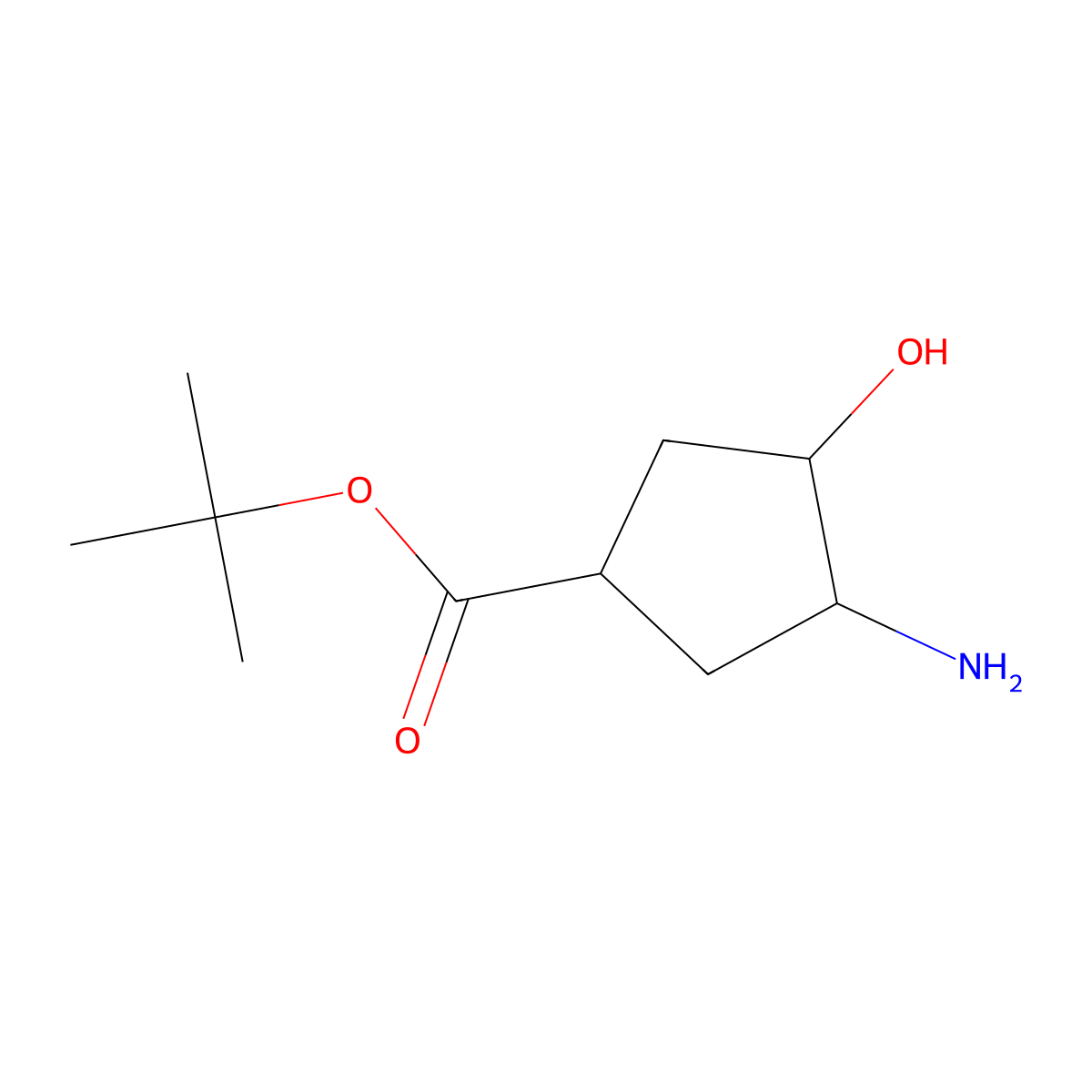 tert-butyl (1S,3R,4R)-3-amino-4-hydroxycyclopentane-1-carboxylate molecular structure, CAS 2803757-53-9