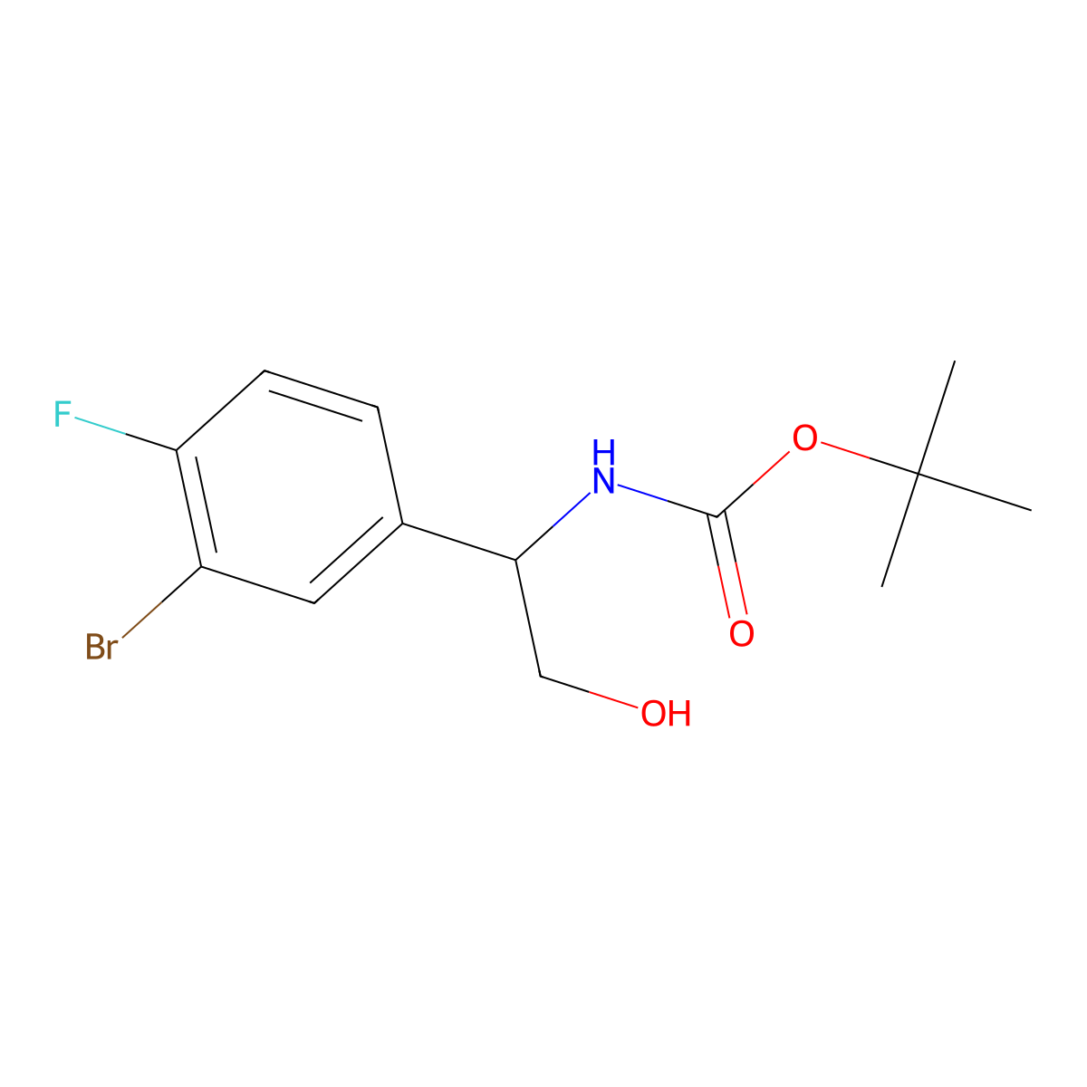 tert-butyl N-[(1S)-1-(3-bromo-4-fluorophenyl)-2-hydroxyethyl]carbamate molecular structure, CAS 2803757-54-0