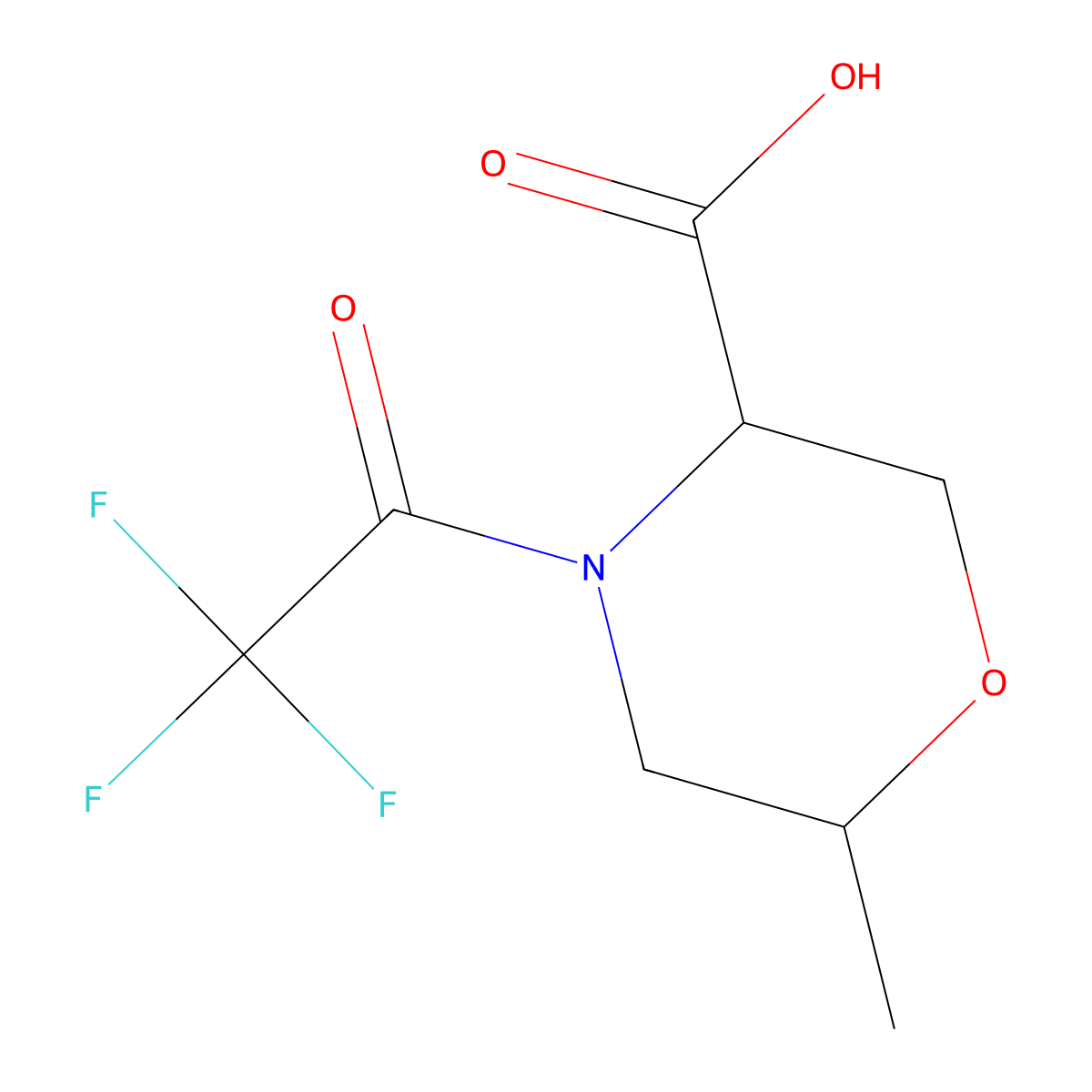 (3R,6S)-6-methyl-4-(2,2,2-trifluoroacetyl)morpholine-3-carboxylic acid molecular structure, CAS 2803757-58-4