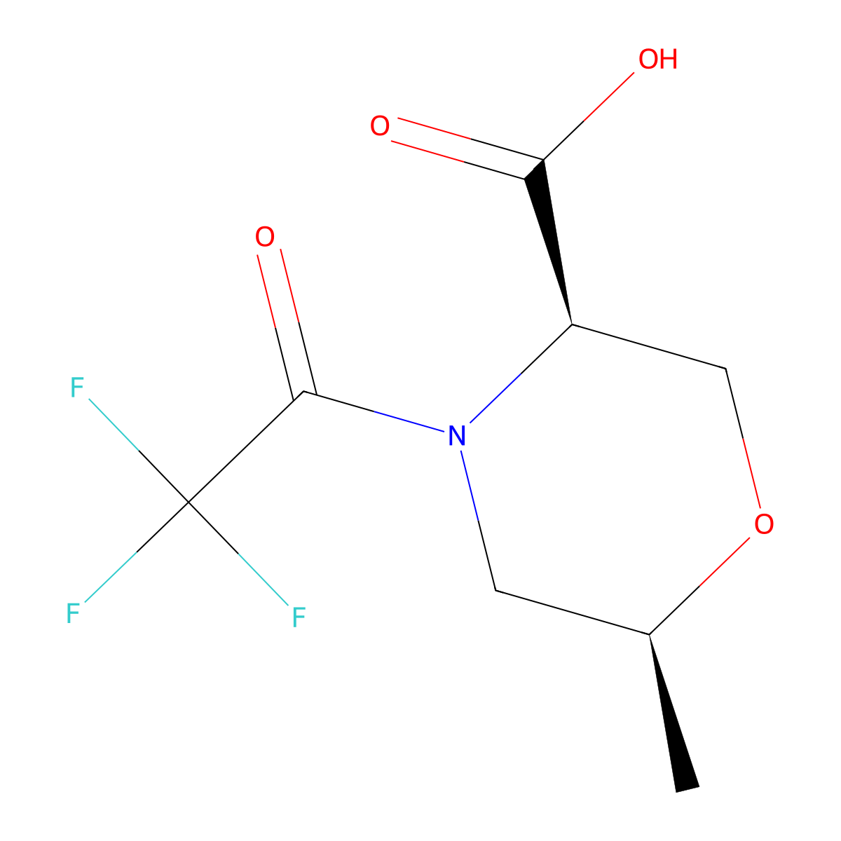 (3R,6S)-6-methyl-4-(2,2,2-trifluoroacetyl)morpholine-3-carboxylic acid molecular structure, CAS 2803757-58-4