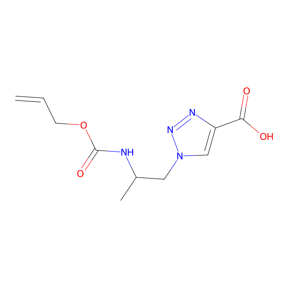 1-[(2S)-2-{[(prop-2-en-1-yloxy)carbonyl]amino}propyl]-1H-1,2,3-triazole-4-carboxylic acid molecular structure, CAS 2803757-72-2