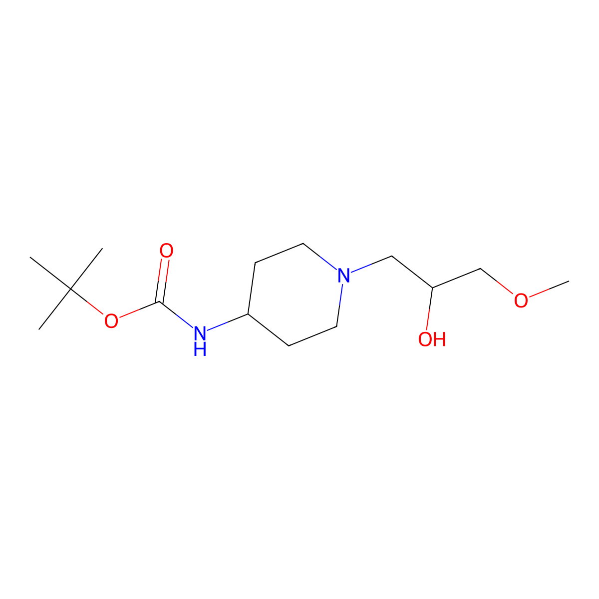tert-butyl N-{1-[(2R)-2-hydroxy-3-methoxypropyl]piperidin-4-yl}carbamate molecular structure, CAS 2803757-85-7