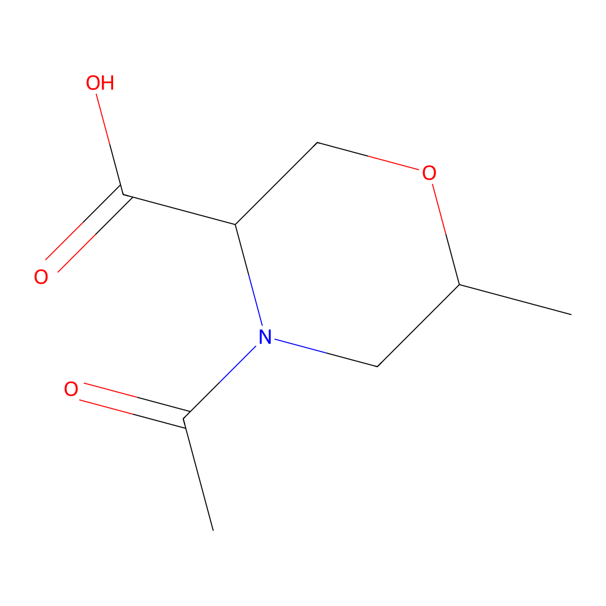 (3R,6S)-4-acetyl-6-methylmorpholine-3-carboxylic acid molecular structure, CAS 2803757-86-8
