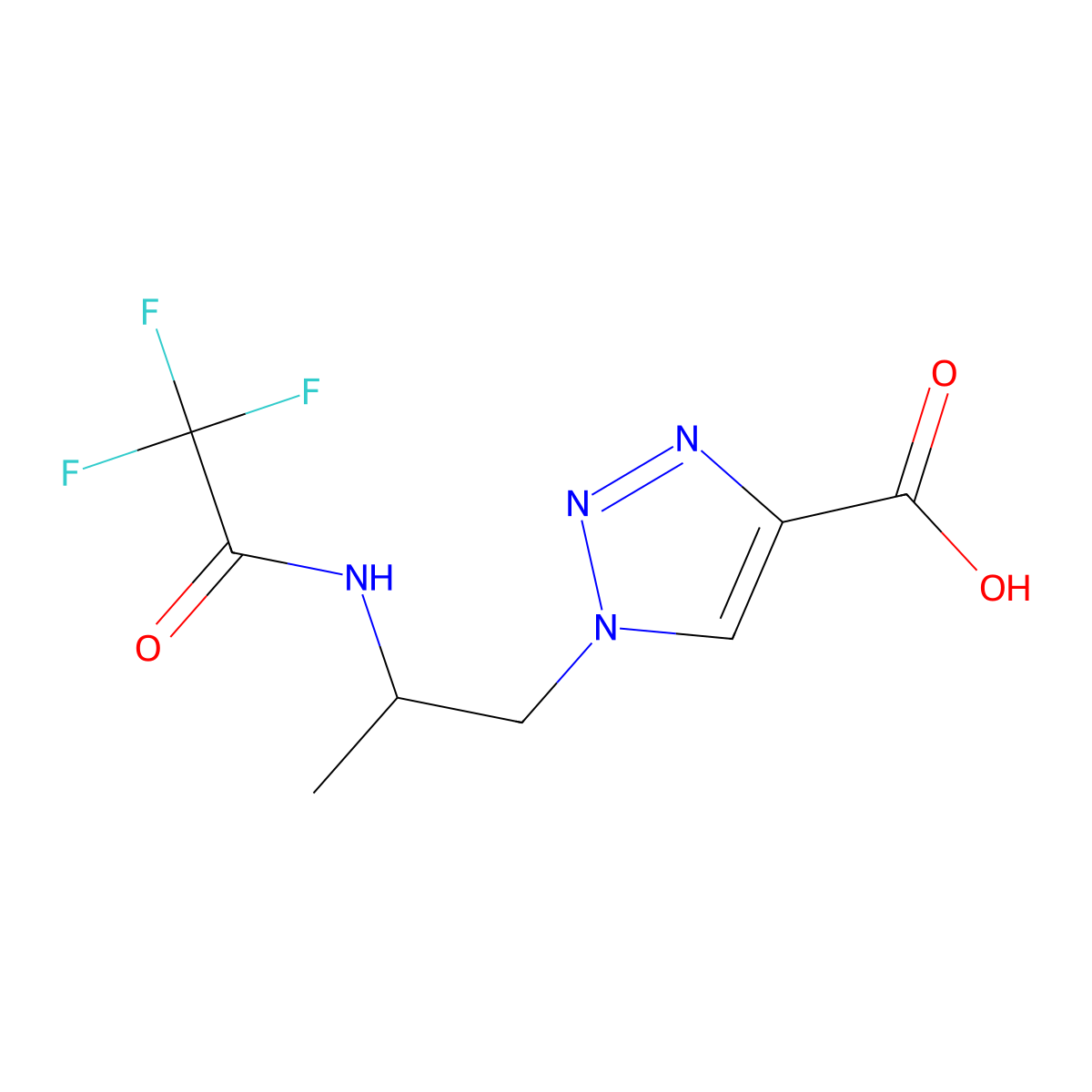 1-[(2R)-2-(2,2,2-trifluoroacetamido)propyl]-1H-1,2,3-triazole-4-carboxylic acid molecular structure, CAS 2803757-96-0