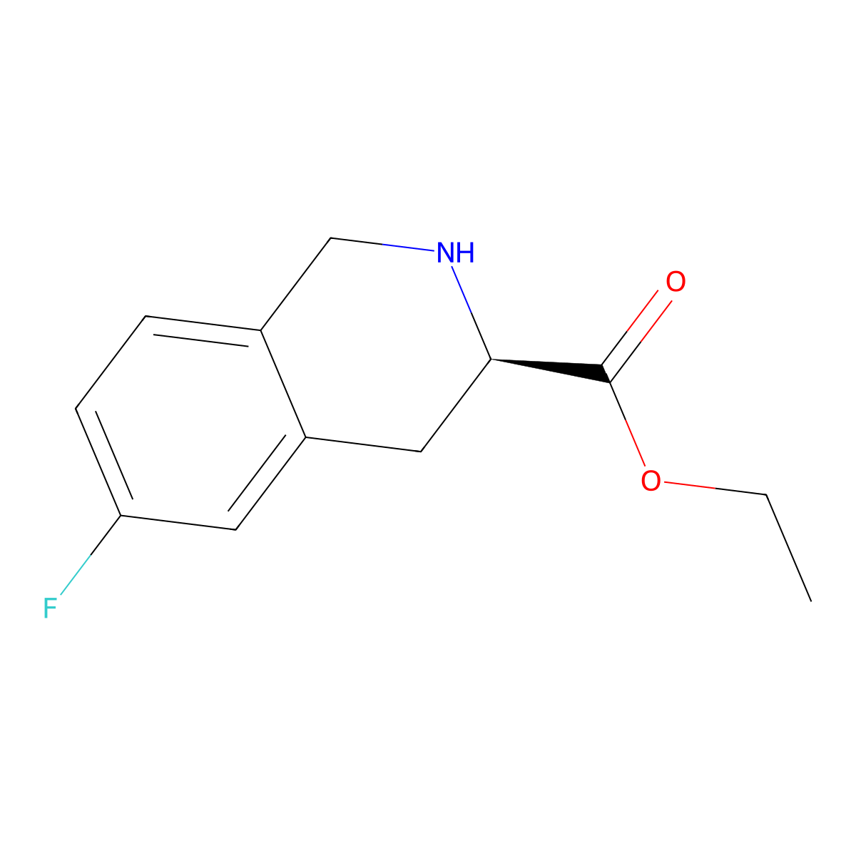 ethyl (3R)-6-fluoro-1,2,3,4-tetrahydroisoquinoline-3-carboxylate molecular structure, CAS 2803757-98-2