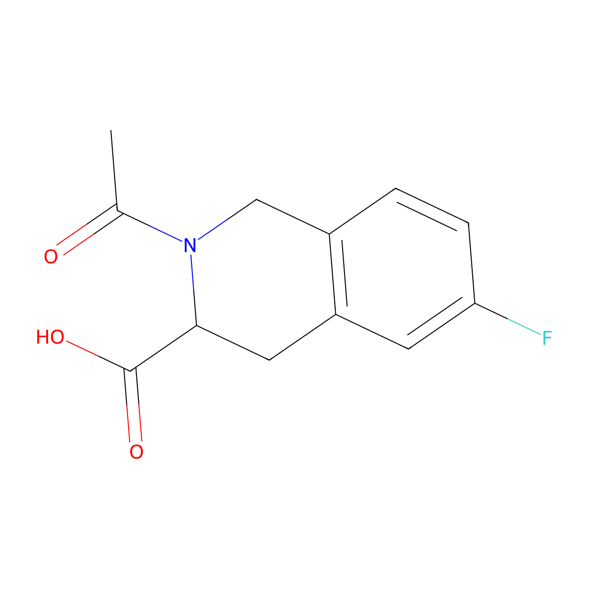 (3R)-2-acetyl-6-fluoro-1,2,3,4-tetrahydroisoquinoline-3-carboxylic acid molecular structure, CAS 2803758-00-9