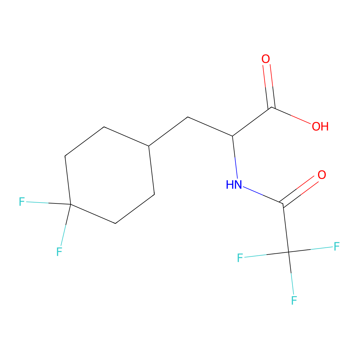 (2S)-3-(4,4-difluorocyclohexyl)-2-(2,2,2-trifluoroacetamido)propanoic acid molecular structure, CAS 2803758-14-5