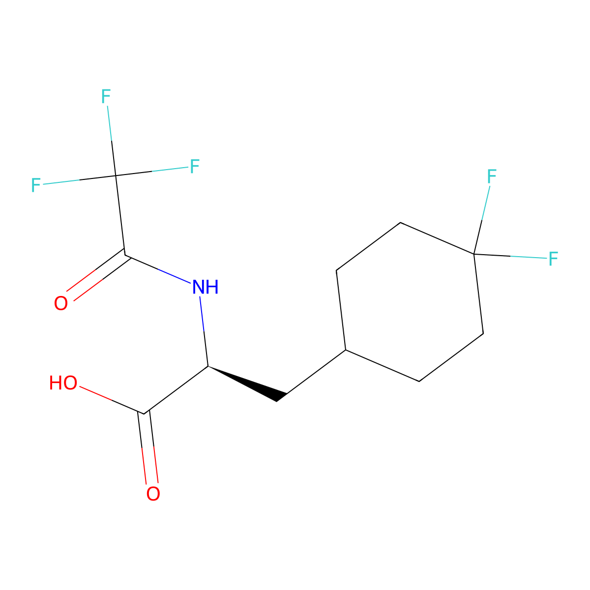 (2S)-3-(4,4-difluorocyclohexyl)-2-(2,2,2-trifluoroacetamido)propanoic acid molecular structure, CAS 2803758-14-5
