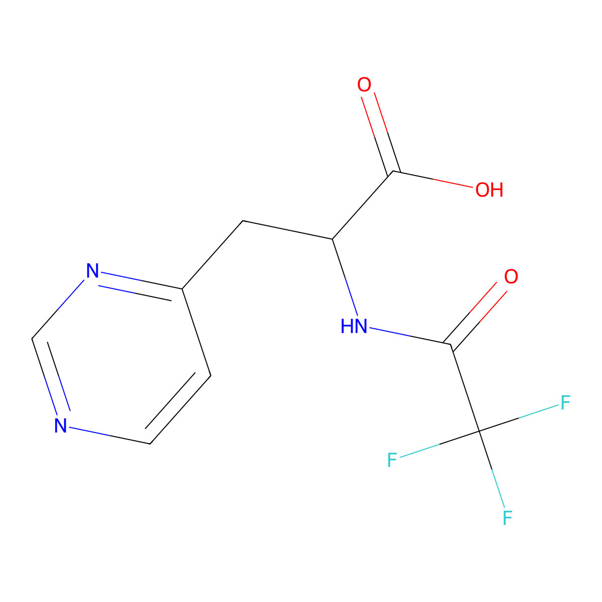 (2S)-3-(pyrimidin-4-yl)-2-(2,2,2-trifluoroacetamido)propanoic acid molecular structure, CAS 2803758-16-7