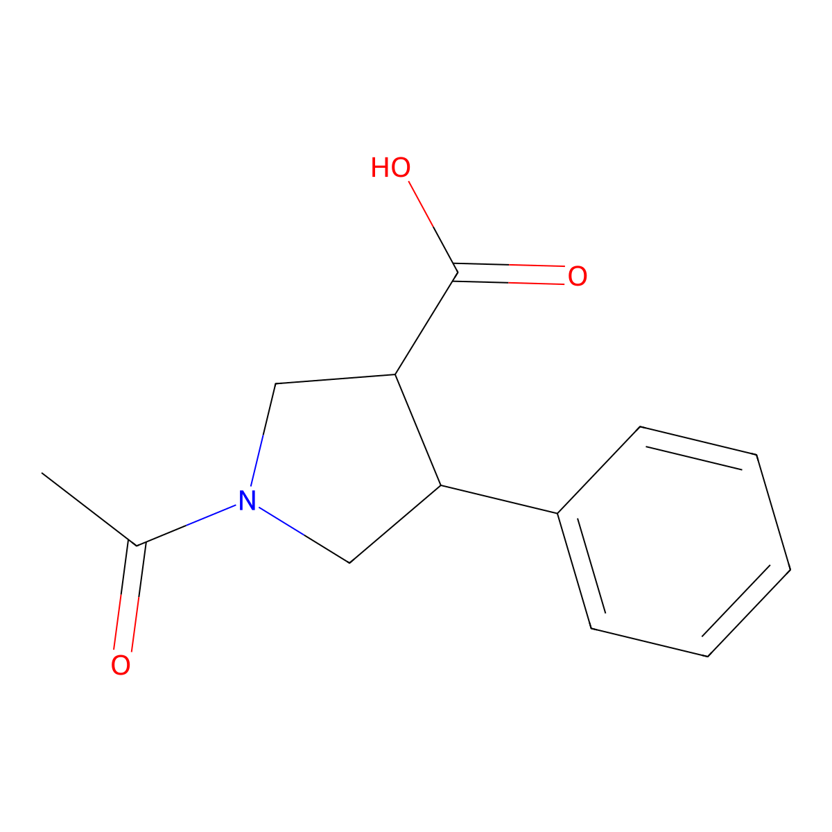 (3S,4R)-1-acetyl-4-phenylpyrrolidine-3-carboxylic acid molecular structure, CAS 2803758-24-7