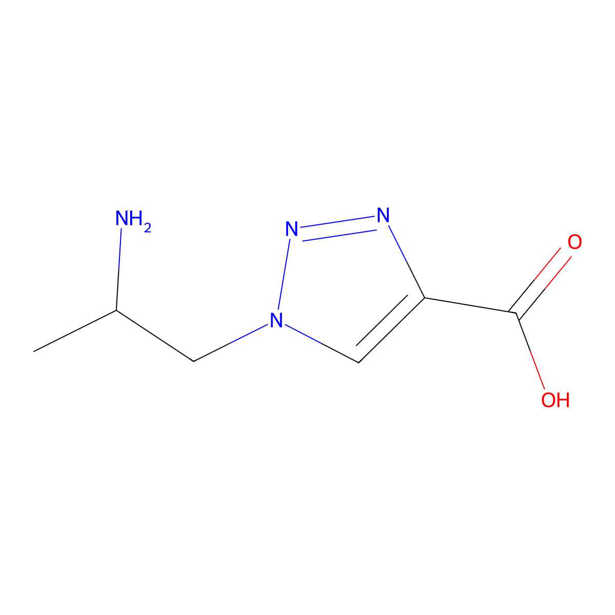 1-[(2R)-2-aminopropyl]-1H-1,2,3-triazole-4-carboxylic acid molecular structure, CAS 2803758-25-8