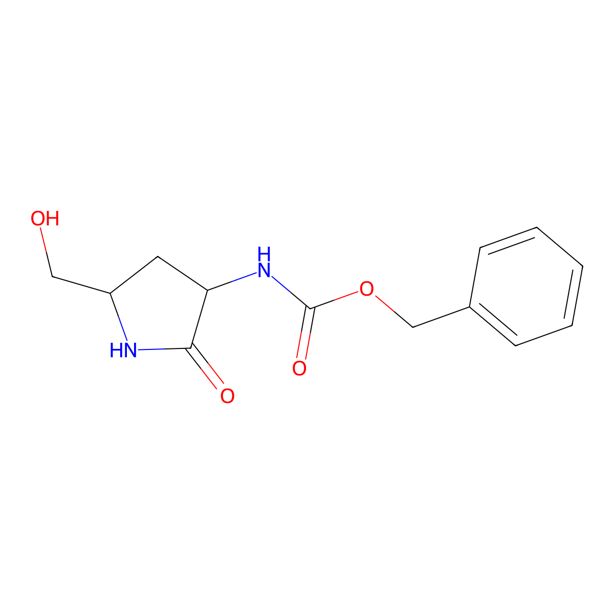 benzyl N-[(3R,5S)-5-(hydroxymethyl)-2-oxopyrrolidin-3-yl]carbamate molecular structure, CAS 2803758-47-4