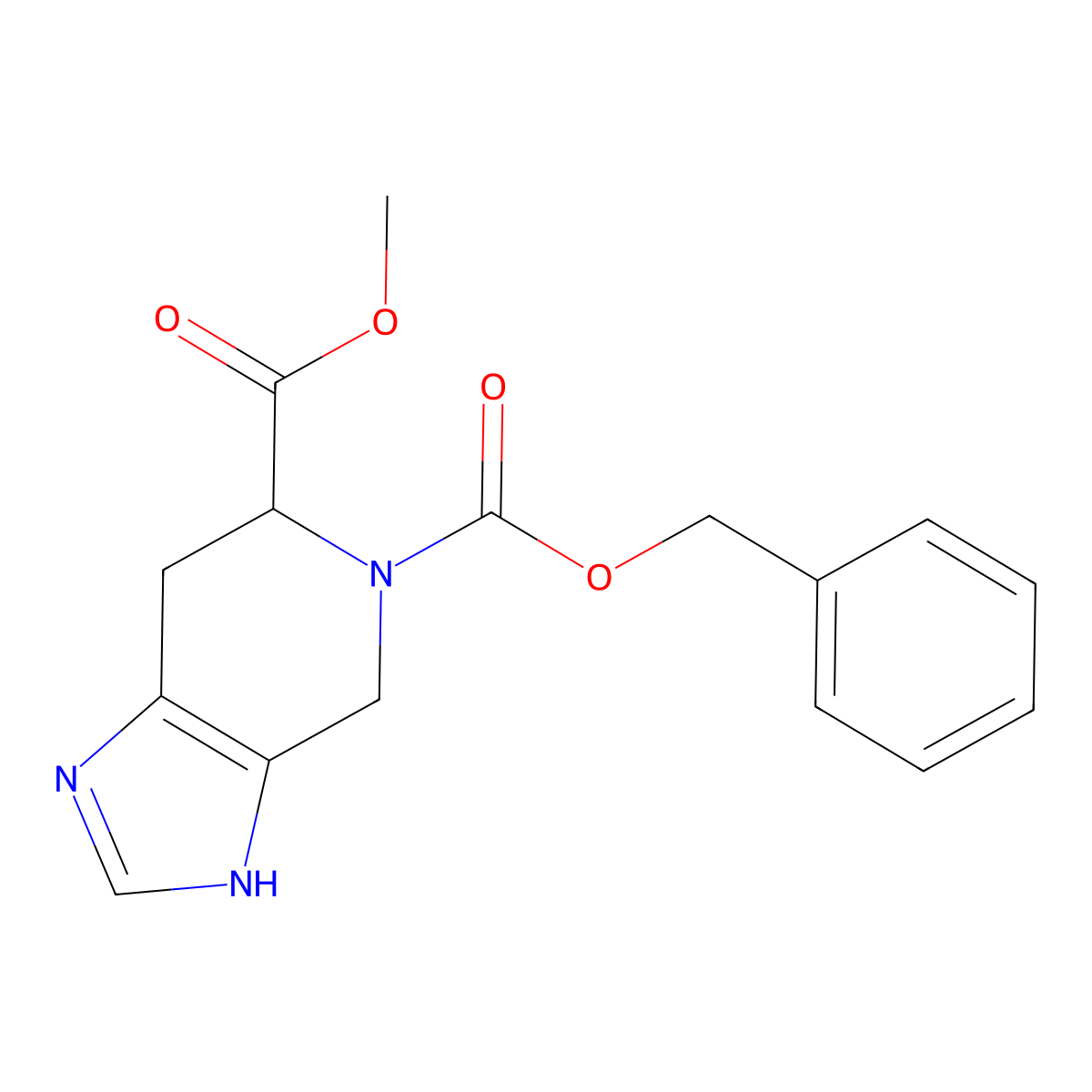 5-benzyl 6-methyl (6R)-3H,4H,5H,6H,7H-imidazo[4,5-c]pyridine-5,6-dicarboxylate molecular structure, CAS 2803758-55-4
