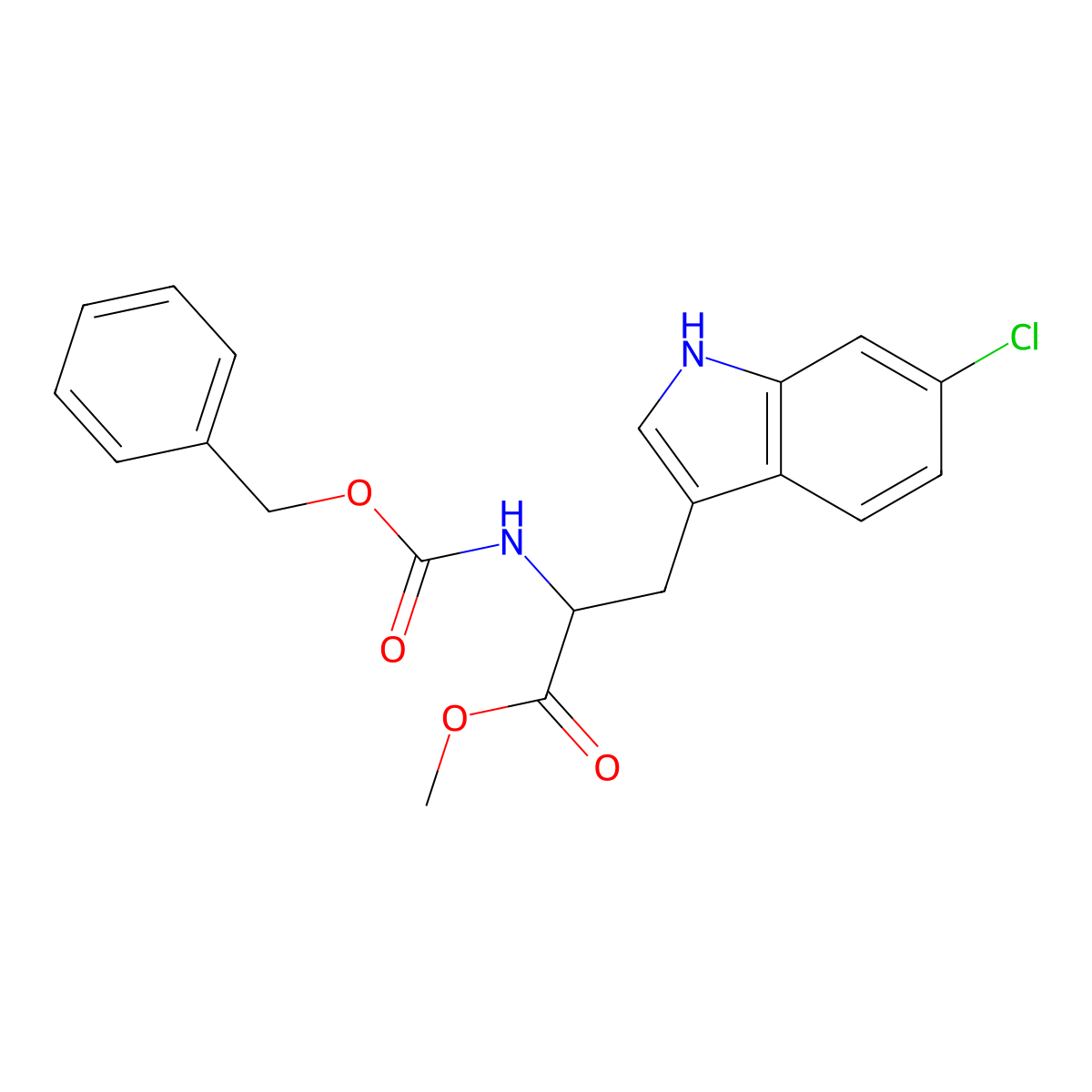 methyl 2-{[(benzyloxy)carbonyl]amino}-3-(6-chloro-1H-indol-3-yl)propanoate molecular structure, CAS 2803819-78-3