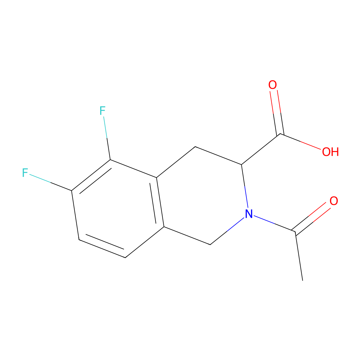 2-Acetyl-5,6-difluoro-1,2,3,4-tetrahydroisoquinoline-3-carboxylic acid molecular structure, CAS 2803819-85-2