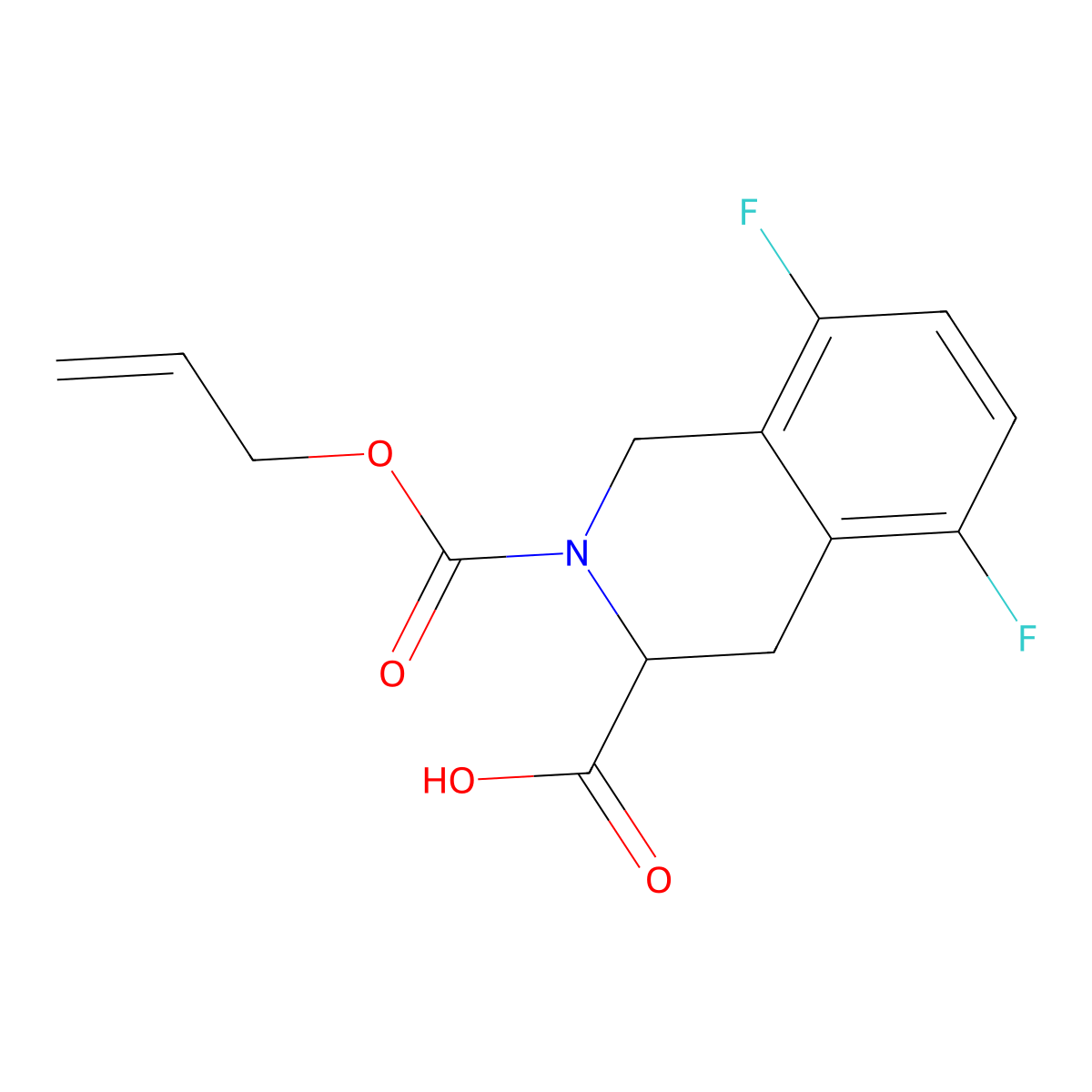 5,8-Difluoro-2-[(prop-2-en-1-yloxy)carbonyl]-1,2,3,4-tetrahydroisoquinoline-3-carboxylic acid molecular structure, CAS 2803819-94-3