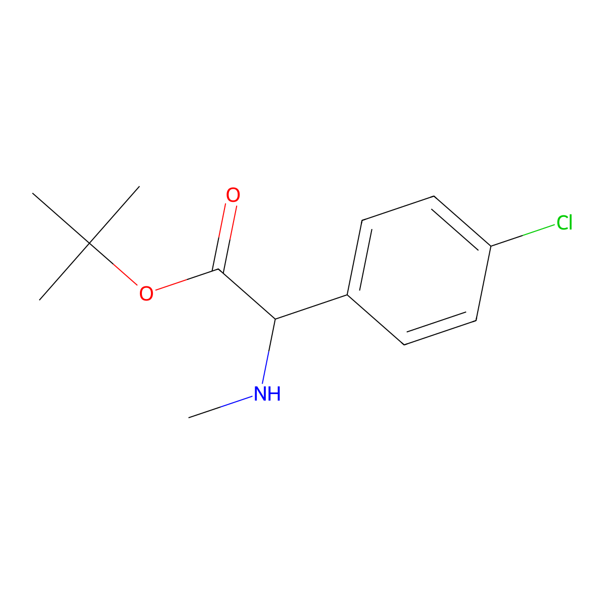 Tert-butyl 2-(4-chlorophenyl)-2-(methylamino)acetate molecular structure, CAS 2803819-97-6