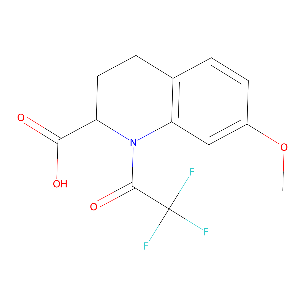 7-Methoxy-1-(2,2,2-trifluoroacetyl)-1,2,3,4-tetrahydroquinoline-2-carboxylic acid molecular structure, CAS 2803822-82-2
