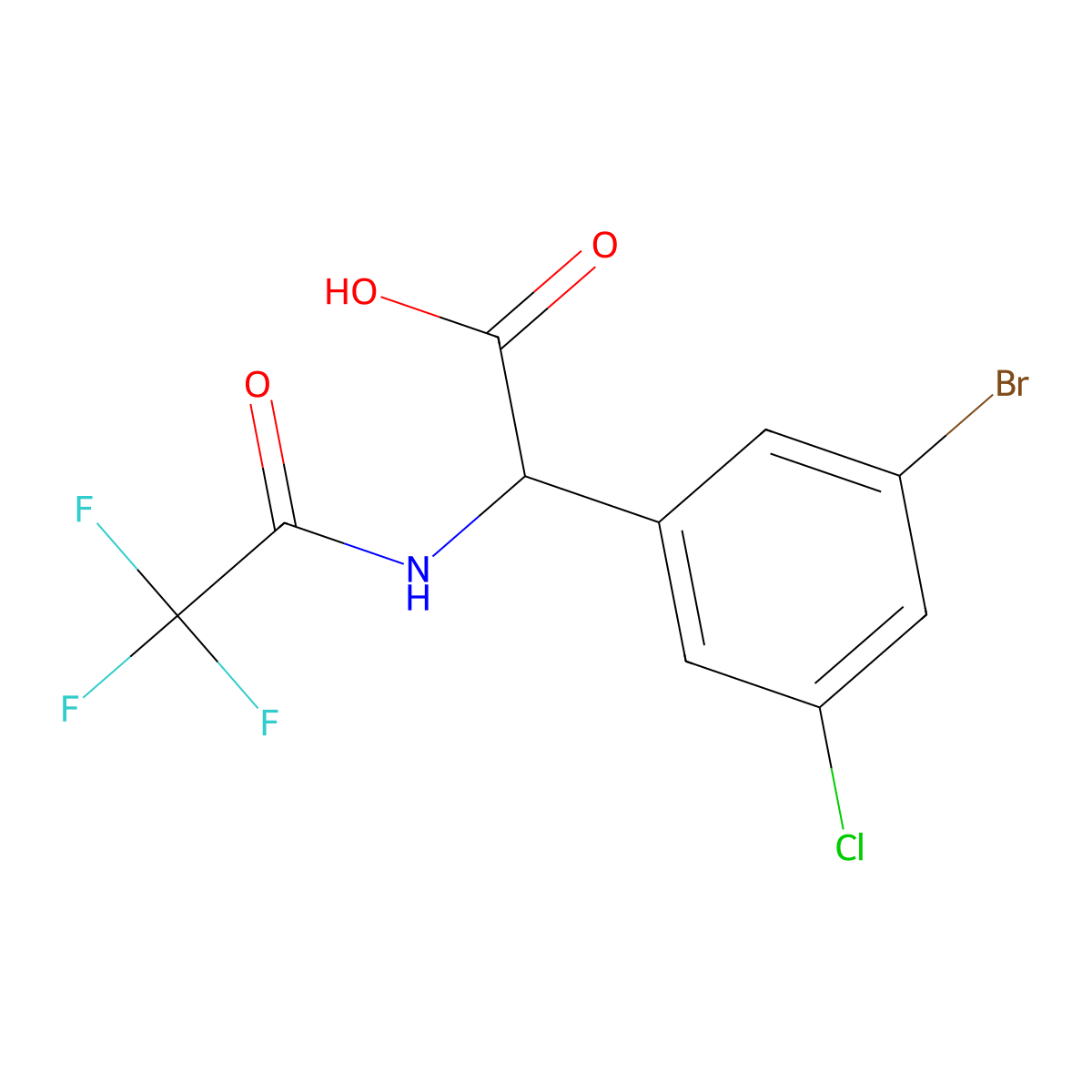 2-(3-Bromo-5-chlorophenyl)-2-(2,2,2-trifluoroacetamido)acetic acid molecular structure, CAS 2803823-02-9