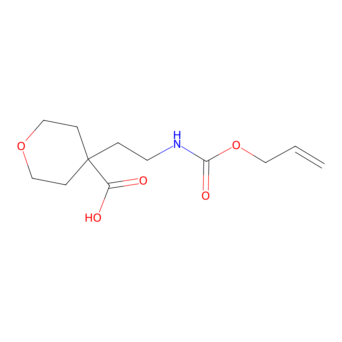 4-(2-{[(Prop-2-en-1-yloxy)carbonyl]amino}ethyl)oxane-4-carboxylic acid molecular structure, CAS 2803823-12-1