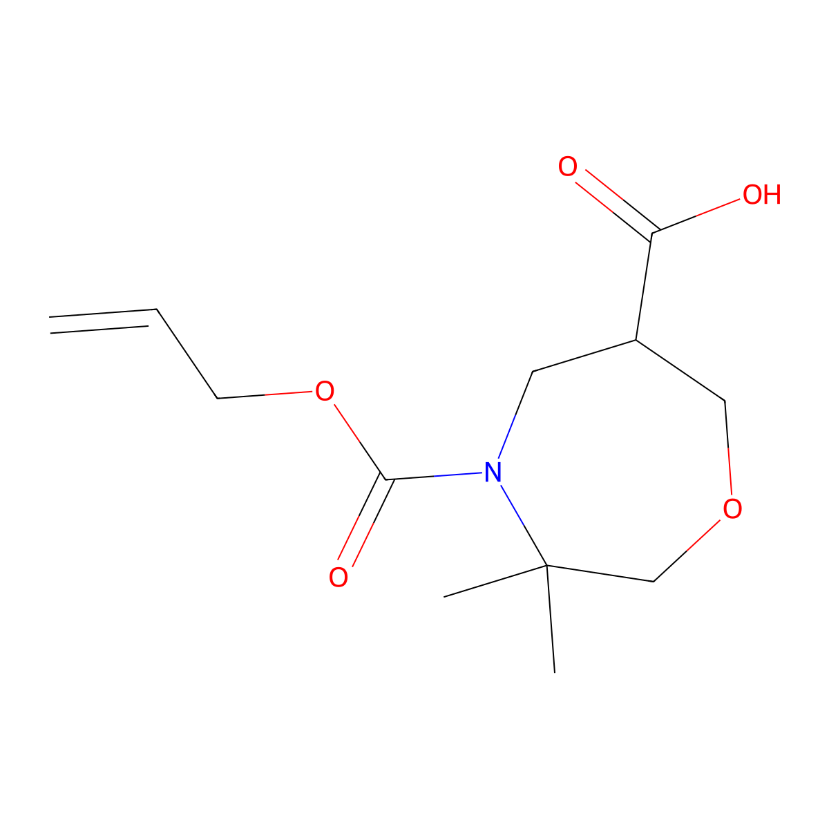 3,3-Dimethyl-4-[(prop-2-en-1-yloxy)carbonyl]-1,4-oxazepane-6-carboxylic acid molecular structure, CAS 2803823-21-2