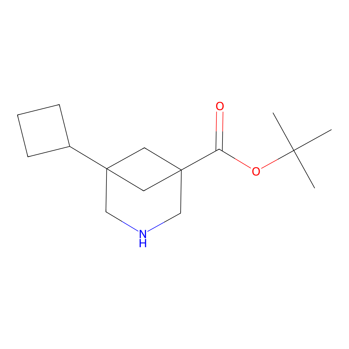 Tert-butyl 5-cyclobutyl-3-azabicyclo[3.1.1]heptane-1-carboxylate molecular structure, CAS 2803823-22-3