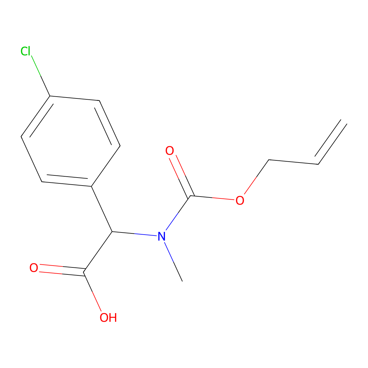 2-(4-Chlorophenyl)-2-{methyl[(prop-2-en-1-yloxy)carbonyl]amino}acetic acid molecular structure, CAS 2803823-23-4